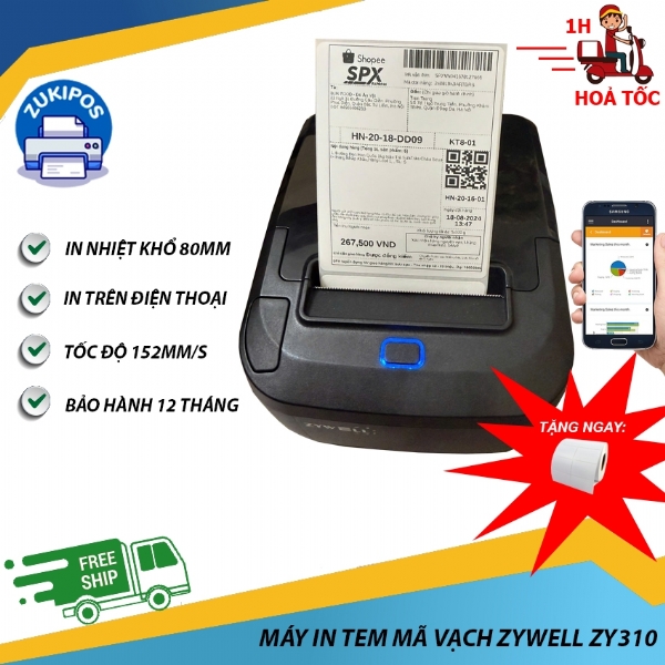 Máy In Tem Mã Vạch Zywell ZY310 Siêu Rẻ Bảo Hành 12 Tháng